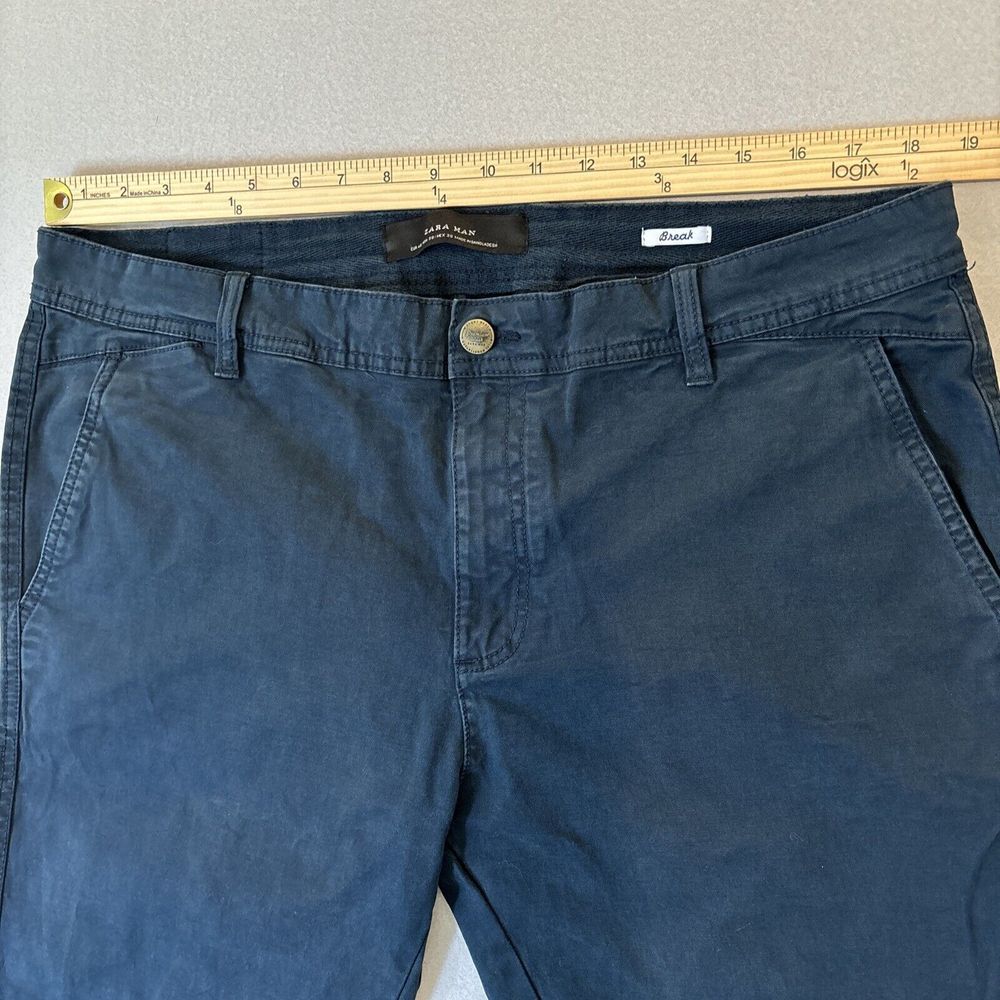 Zara Man "Break" 38x32 BLUE Pants Stretch Slim Fit EXCELLENT & Soft ~ FAST Ship - Picture 4 of 8